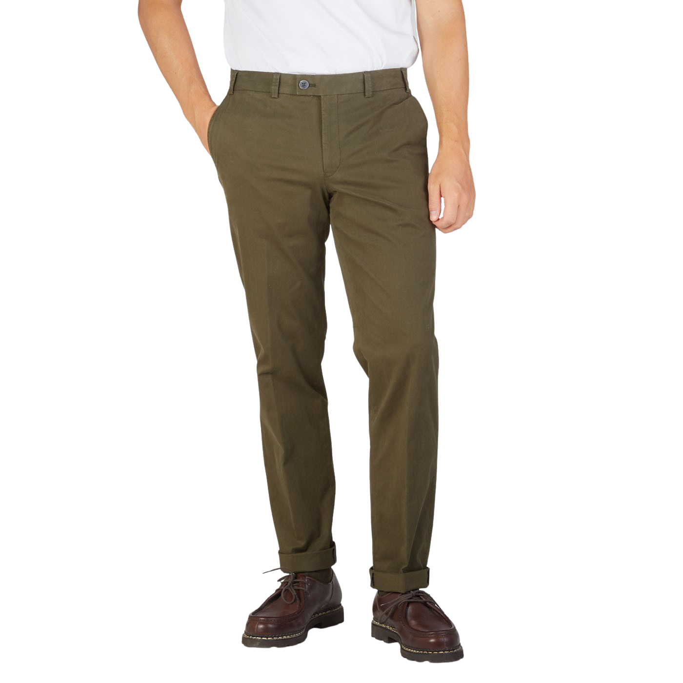 Khaki Solid Cotton Spandex Men Regular Fit Casual Trousers - Selling Fast  at Pantaloons.com